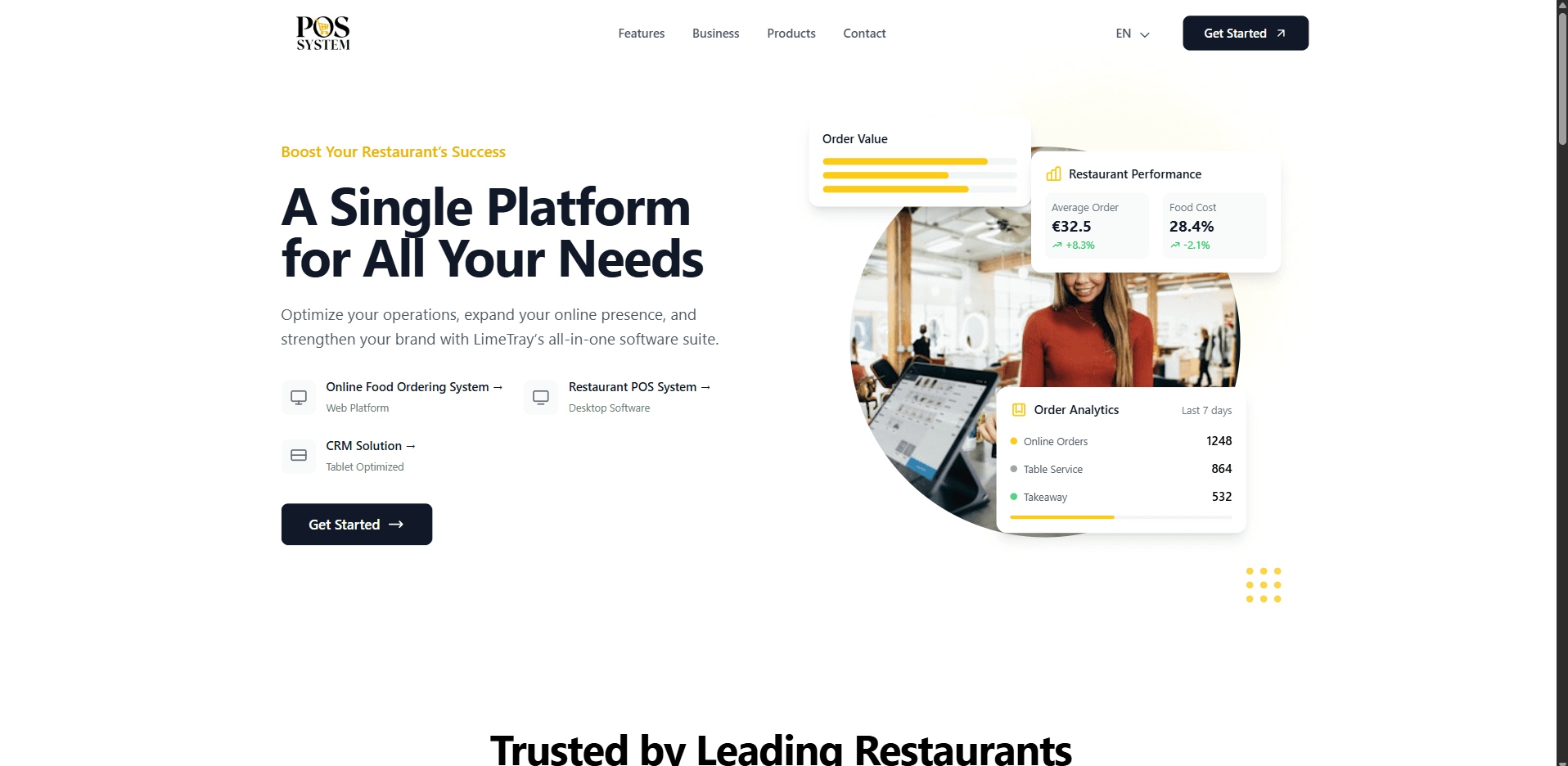 POS System — Restaurant Management Platform Landing Page
