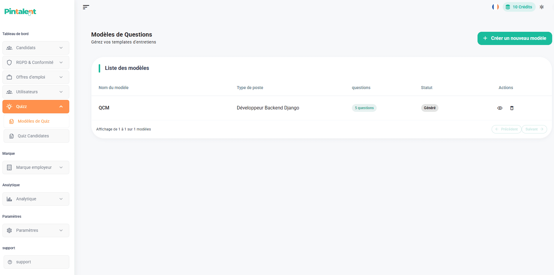 PinTalent App — AI-Powered Quiz Generation for Recruiters