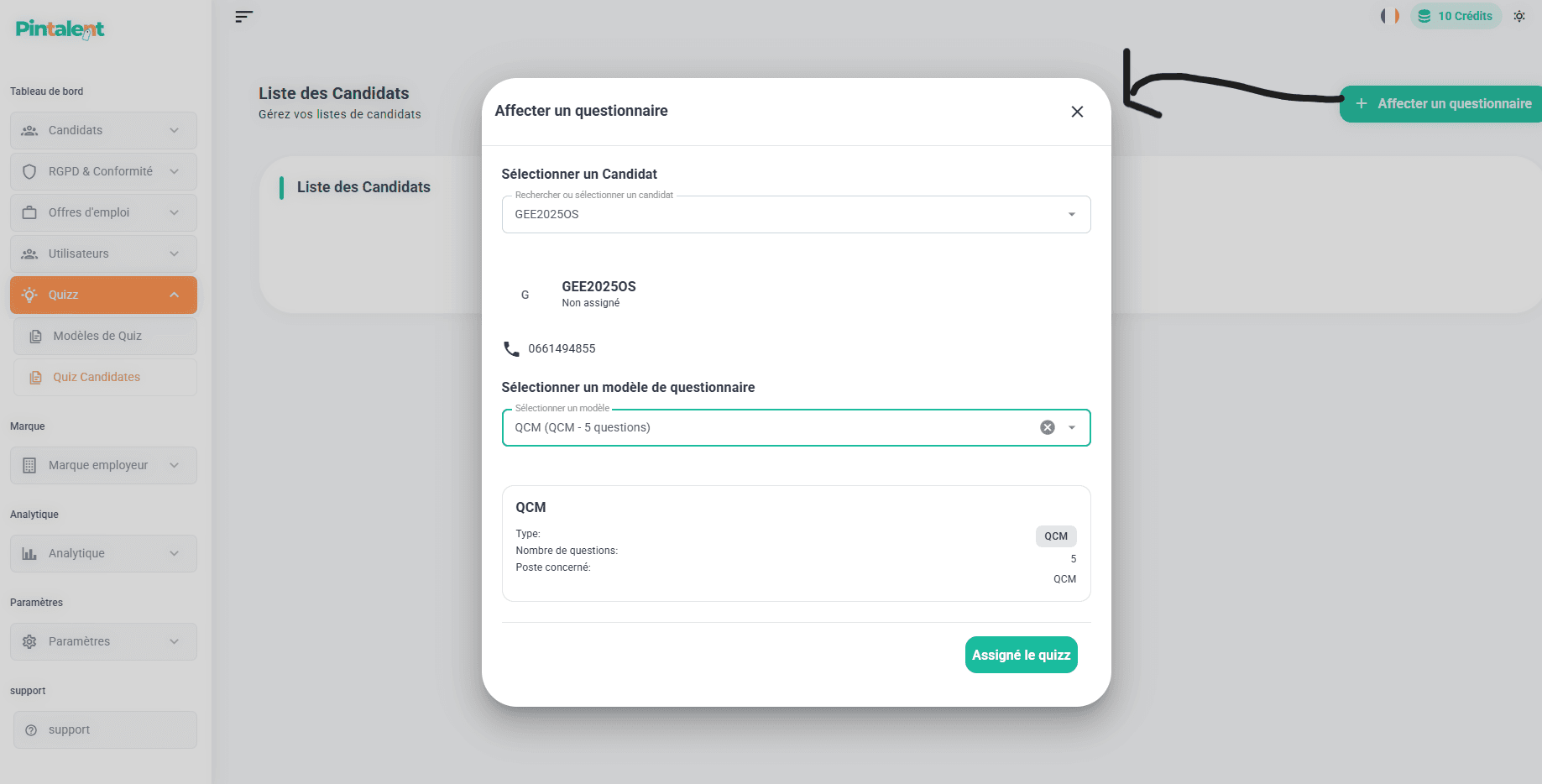 PinTalent App — AI-Powered Quiz Generation for Recruiters screenshot 4