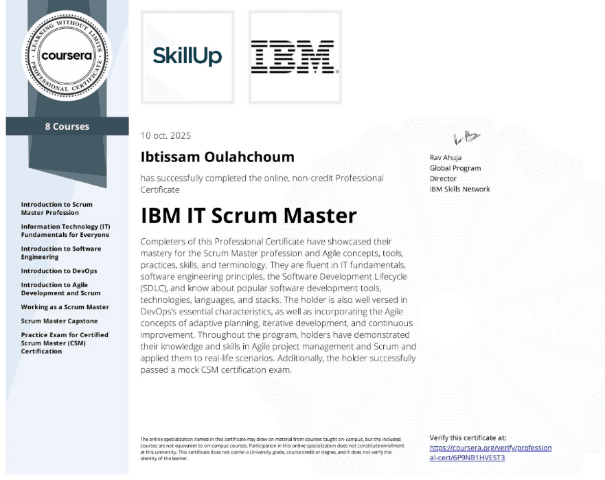 IBM IT Scrum Master Professional Certificate